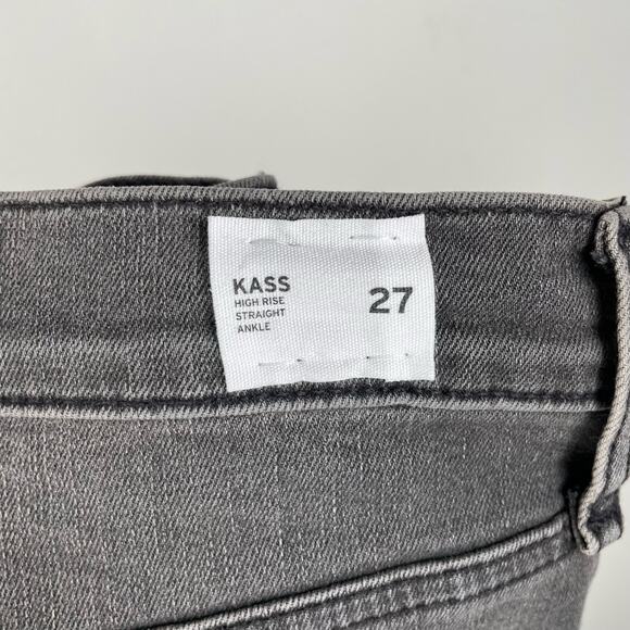 Hudson Kass High Rise Straight Ankle Jeans Grey Distressed Raw Hem Size 27 - Picture 2 of 10